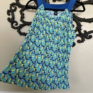 Rafaella Top Geometric Swirl Print Sleeveless Halter Neckline Size M